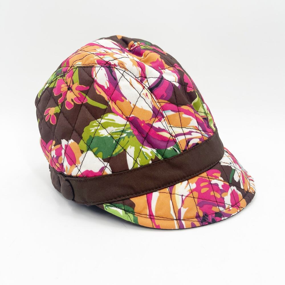 VERA BRADLEY Hat Cap English Rose Newgirl Cozy Fleece Lining Brown Casual Fall - Picture 1 of 14